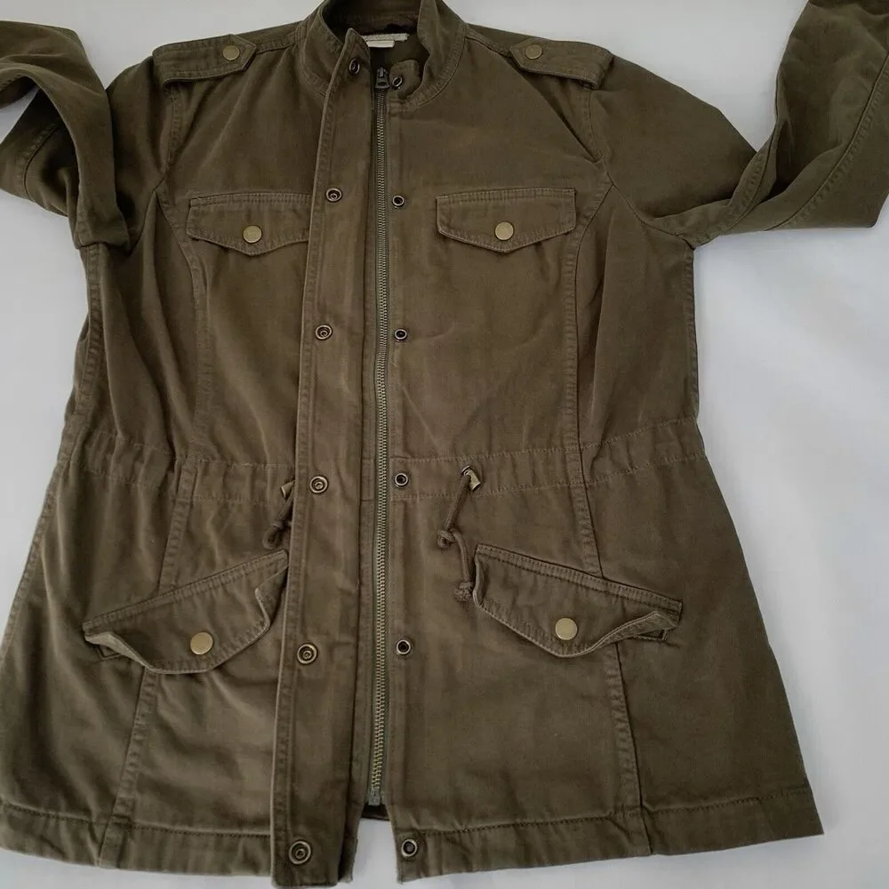 Lucky Brand Utility Jacket Women M Army Green Lightweight Coat Military‎ Grunge